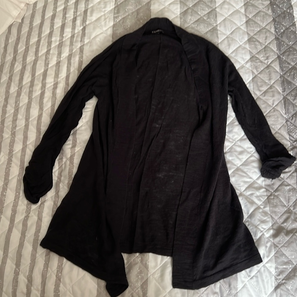 Black cardigan with cuffed sleeves from Express